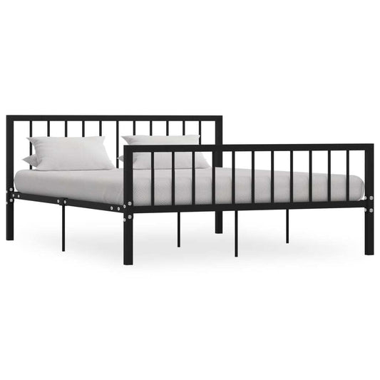 284572 vidaXL Bed Frame without Mattress Black Metal 160x200 cm