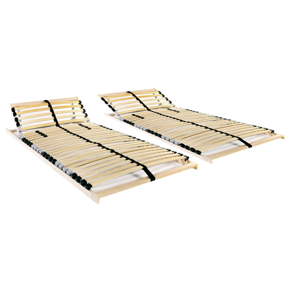 vidaXL Slatted Bed Bases without Mattress 2 pcs with 28 Slats 70x200 cm