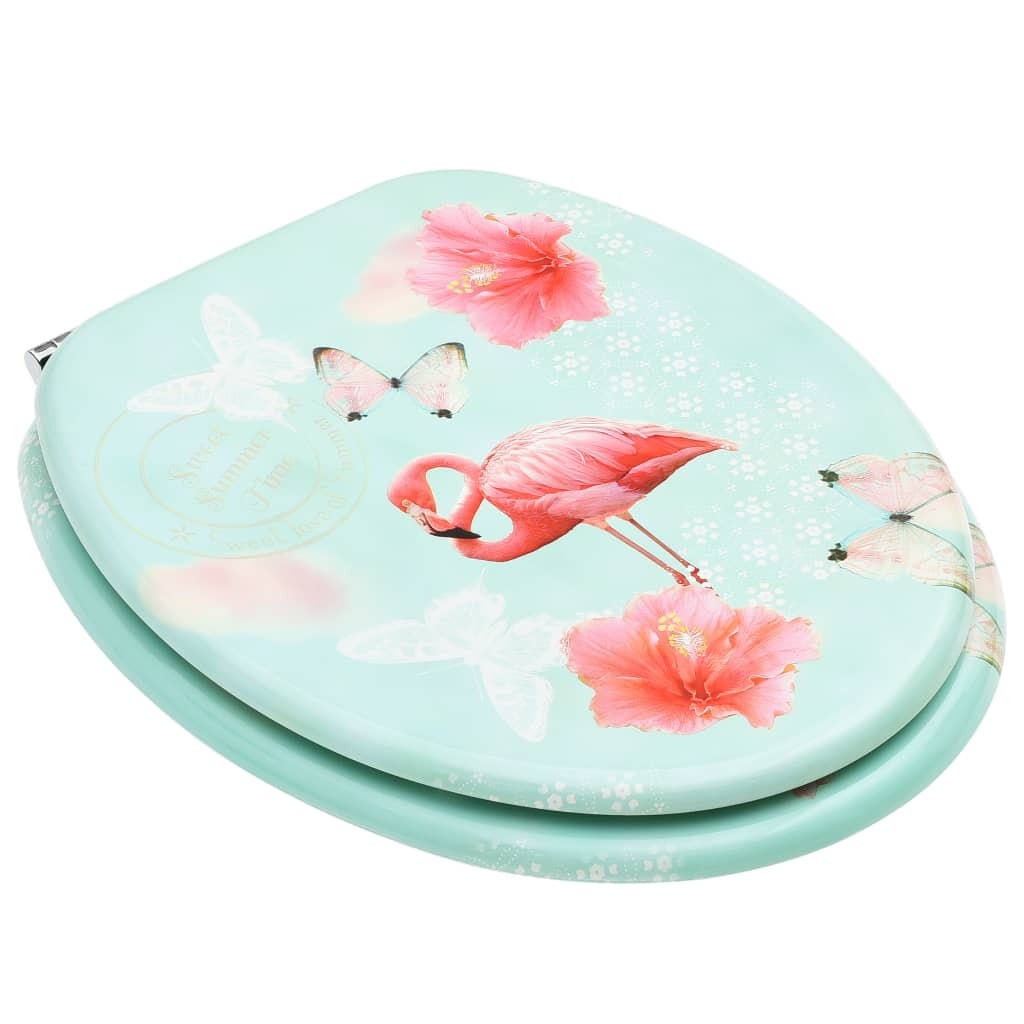 vidaXL WC Toilet Seats with Lid 2 pcs MDF Flamingo Design