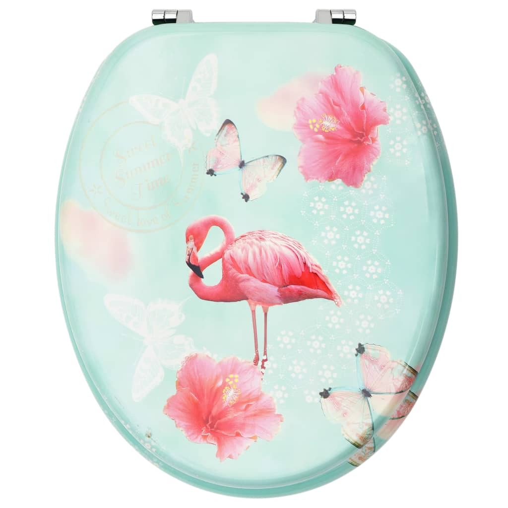 vidaXL WC Toilet Seats with Lid 2 pcs MDF Flamingo Design