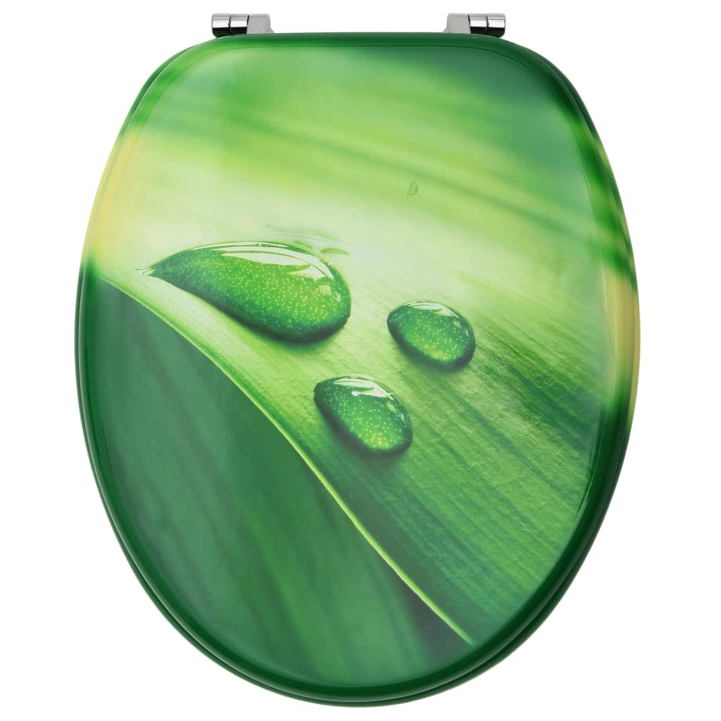 vidaXL WC Toilet Seats with Lid 2 pcs MDF Green Water Drop Design