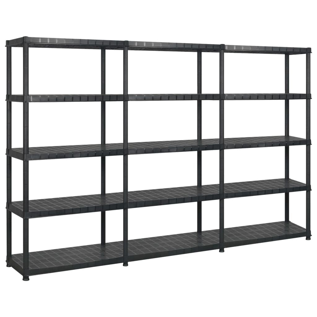 vidaXL Storage Shelf 5-Tier Black 274.5x45.7x185 cm Plastic