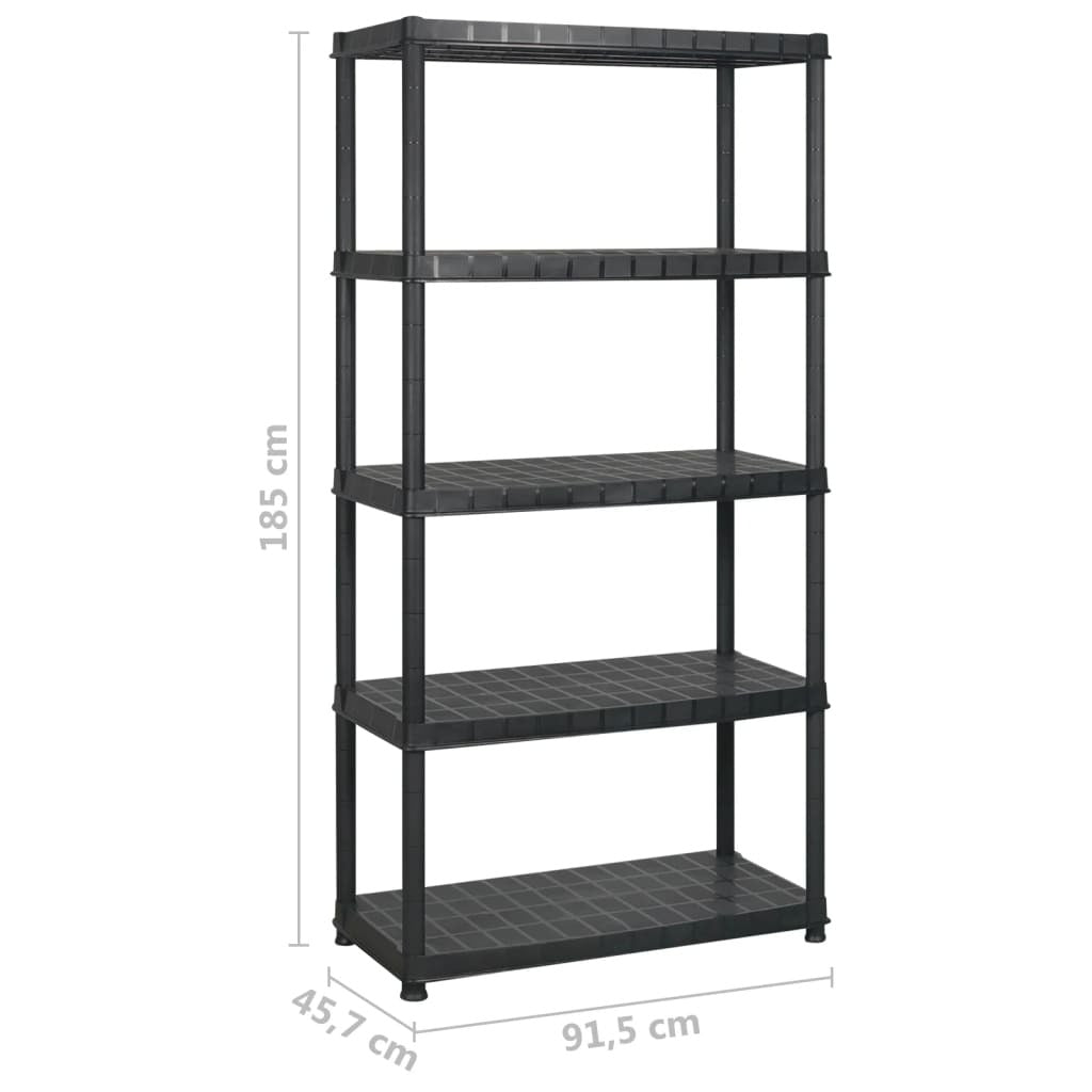 vidaXL Storage Shelf 5-Tier Black 274.5x45.7x185 cm Plastic