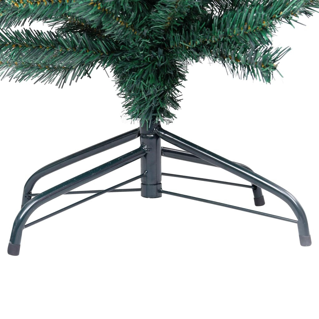 vidaXL Slim Artificial Pre-lit Christmas Tree with Stand Green 180cm PVC