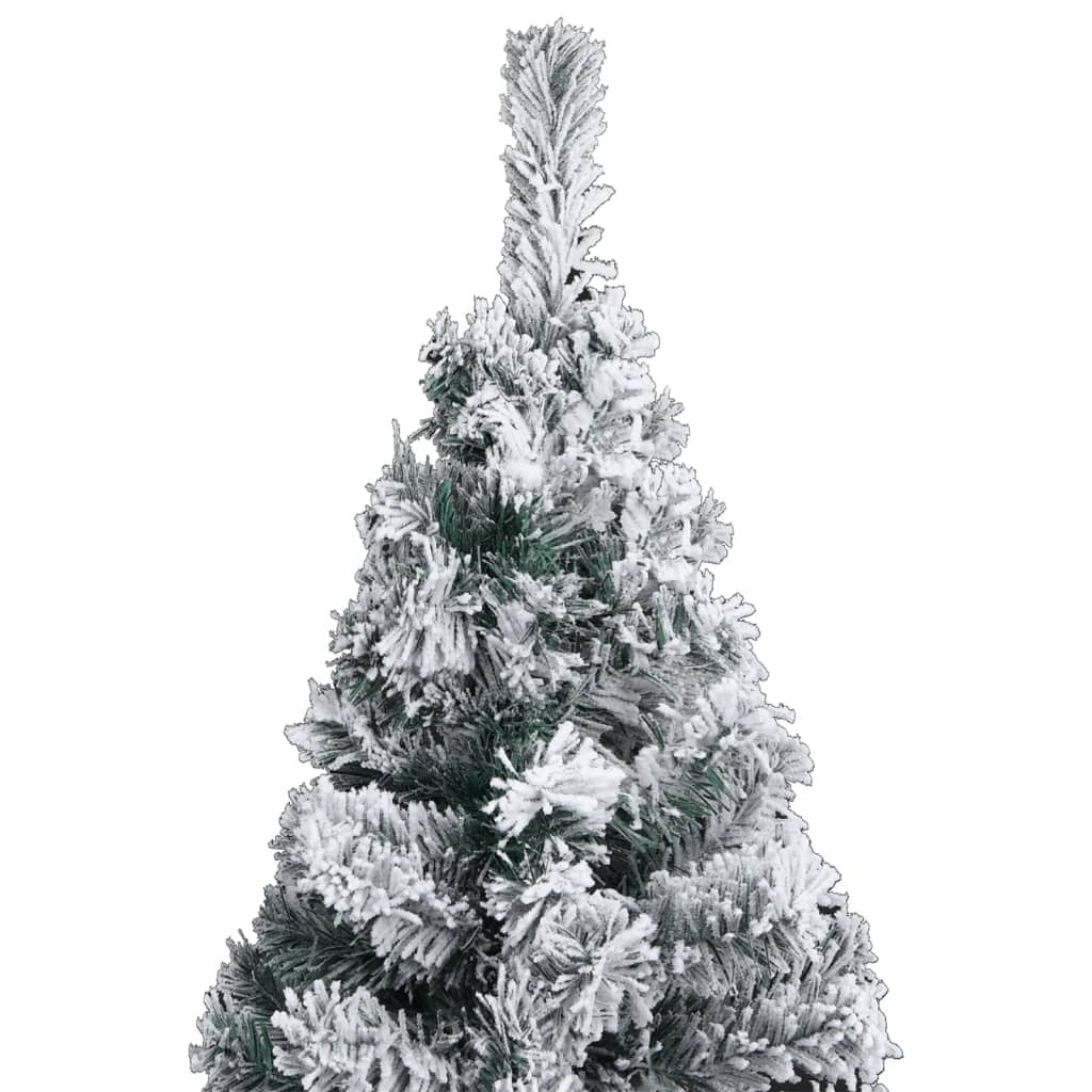 vidaXL Slim Pre-lit Christmas Tree with Flocked Snow Green 120 cm PVC