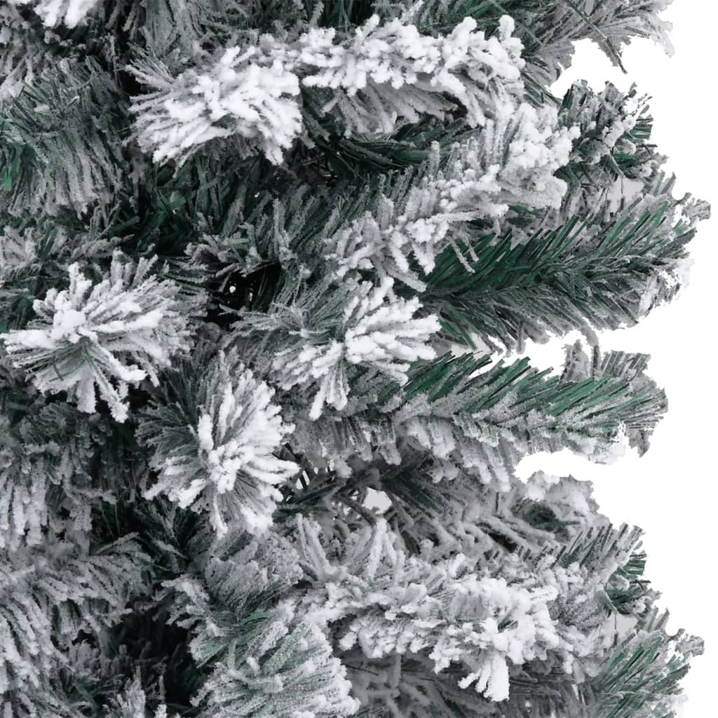 vidaXL Slim Pre-lit Christmas Tree with Flocked Snow Green 120 cm PVC