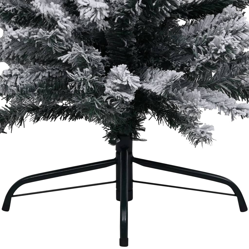 vidaXL Slim Pre-lit Christmas Tree with Flocked Snow Green 120 cm PVC