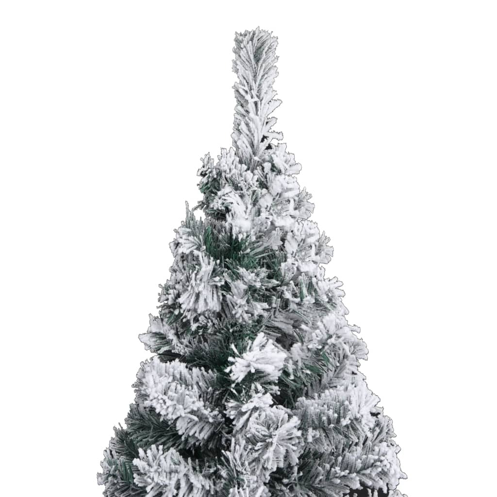 vidaXL Slim Pre-lit Christmas Tree with Flocked Snow Green 240 cm PVC