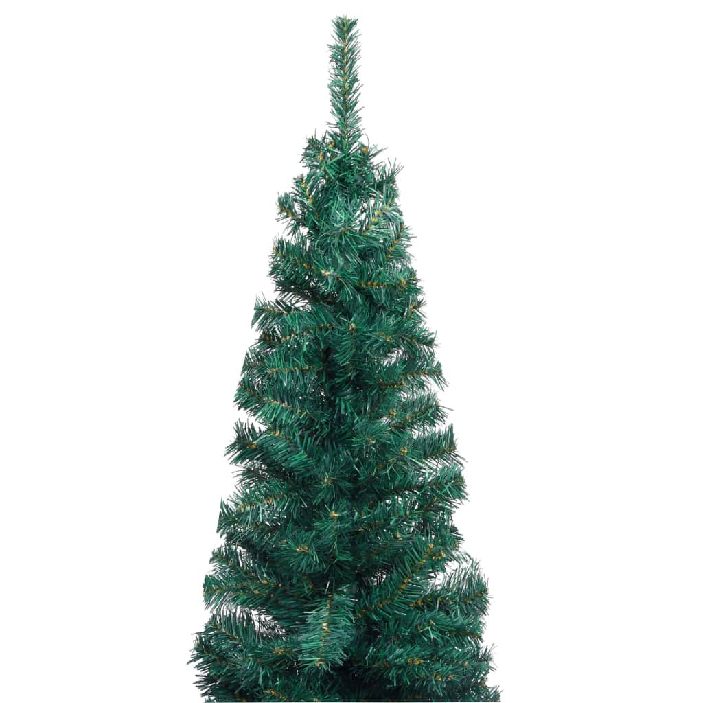 vidaXL Slim Artificial Pre-lit Christmas Tree with Ball Set Green 150 cm