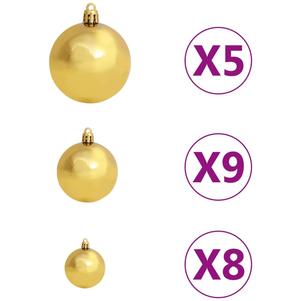 vidaXL Slim Artificial Pre-lit Christmas Tree with Ball Set Green 150 cm