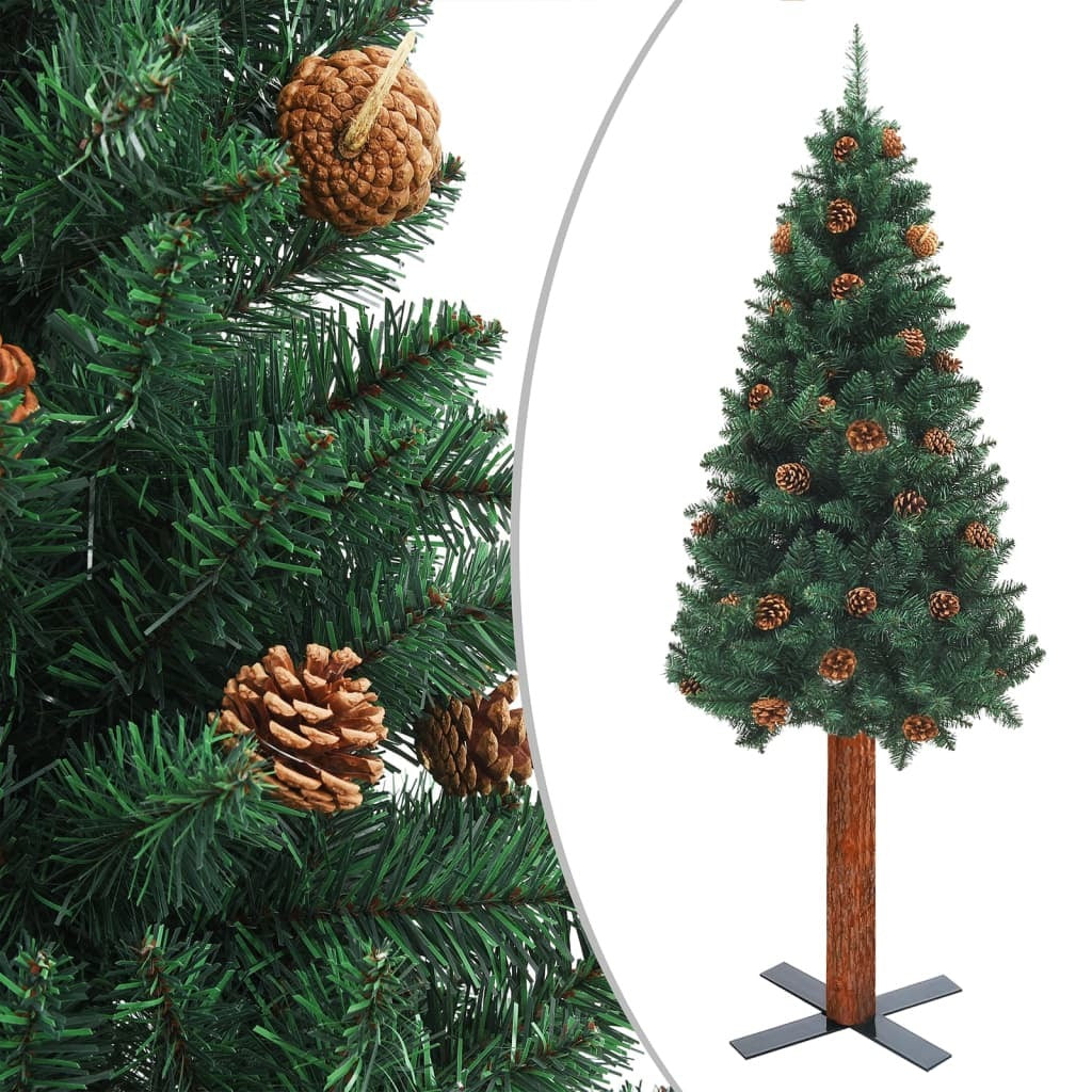 vidaXL Slim Pre-lit Christmas Tree with Ball Set Green 180 cm