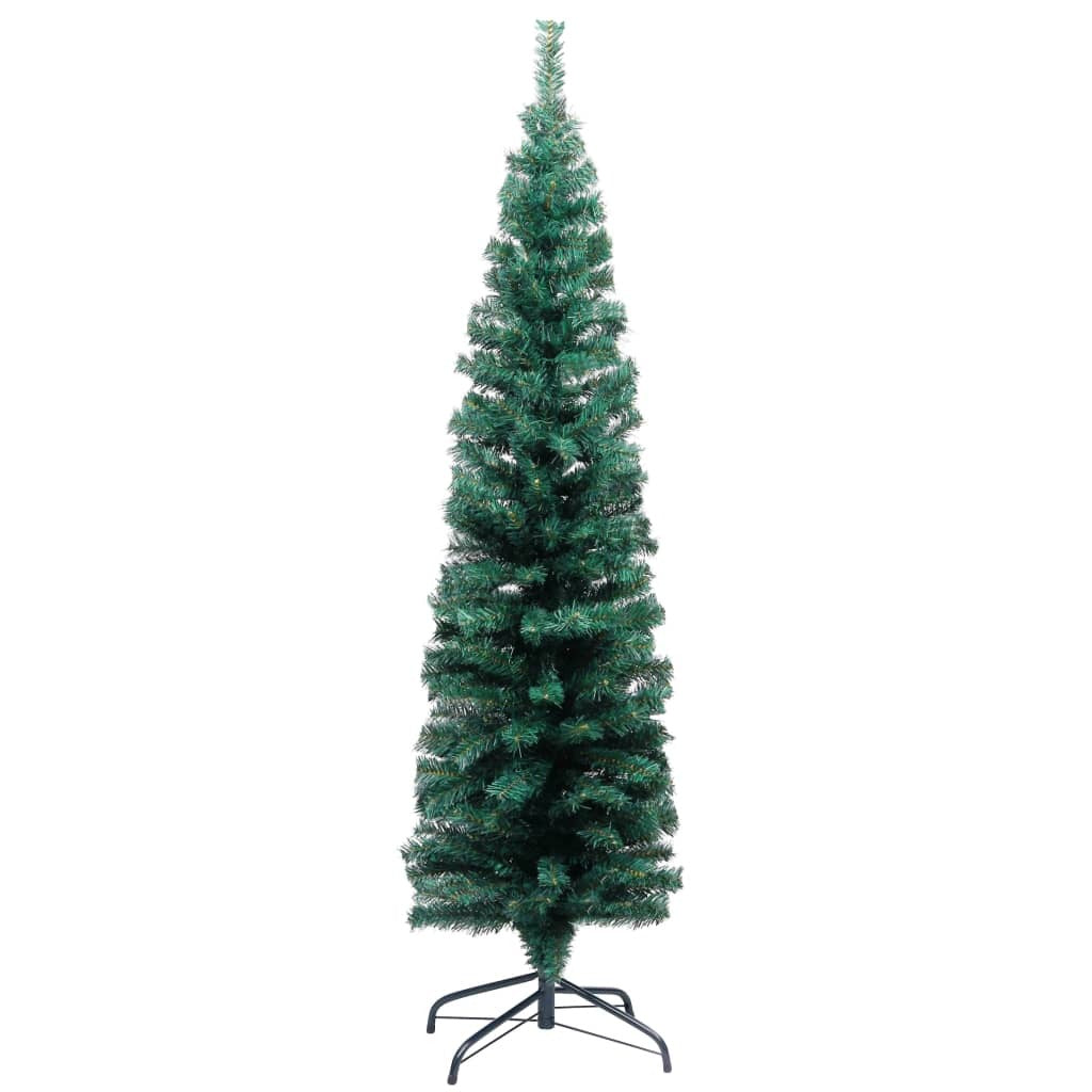 vidaXL Slim Artificial Pre-lit Christmas Tree with Ball Set Green 150 cm