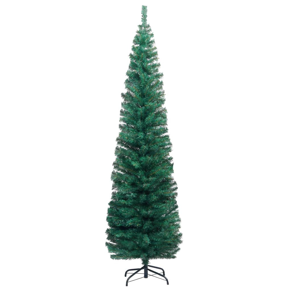 vidaXL Slim Artificial Pre-lit Christmas Tree with Ball Set Green 180 cm