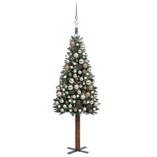 vidaXL Slim Pre-lit Christmas Tree with Ball Set Green 150 cm