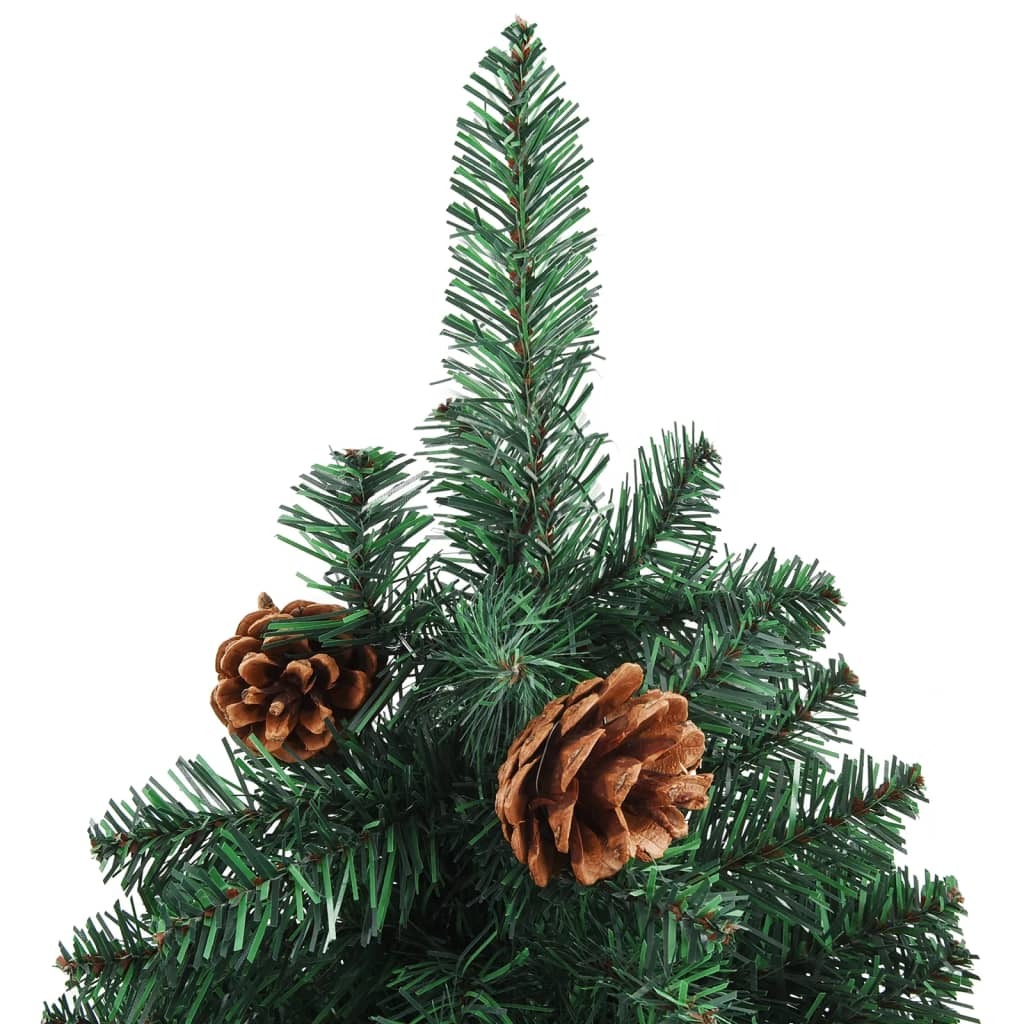 vidaXL Slim Pre-lit Christmas Tree with Ball Set Green 210 cm PVC