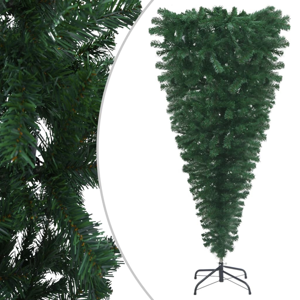 vidaXL Upside-down Artificial Pre-lit Christmas Tree with Ball Set 180 cm