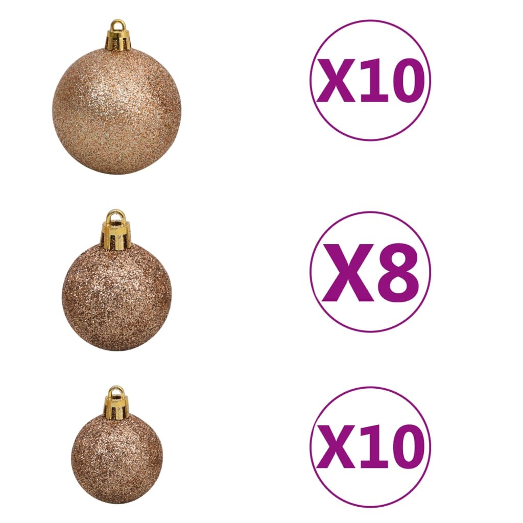 vidaXL Upside-down Artificial Pre-lit Christmas Tree with Ball Set 210 cm