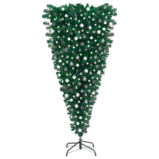 vidaXL Upside-down Artificial Pre-lit Christmas Tree with Ball Set 240 cm