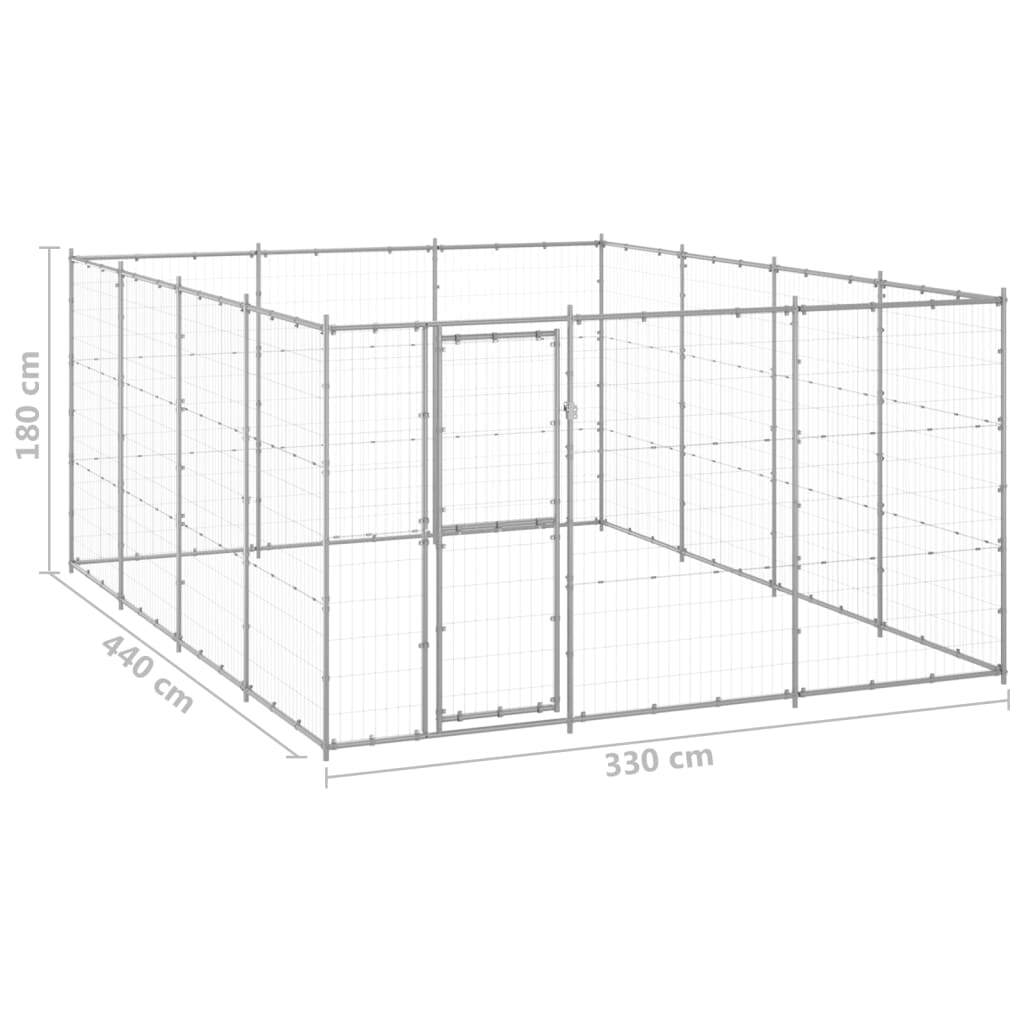 vidaXL Outdoor Dog Kennel Galvanised Steel 14.52 m