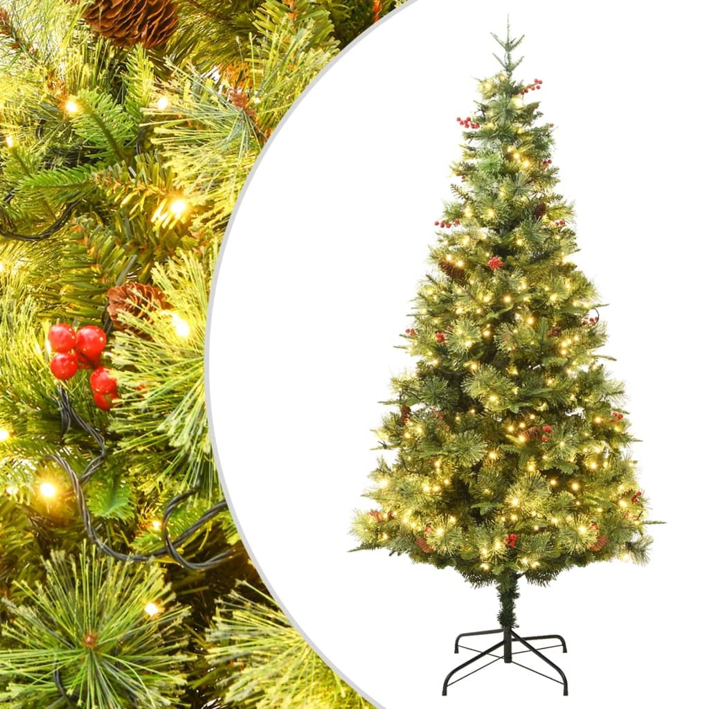 vidaXL Pre-lit Christmas Tree with Pine Cones Green 120 cm PVC&PE