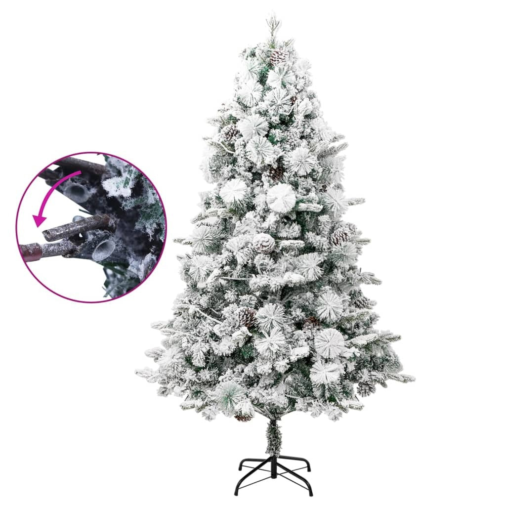 vidaXL Pre-lit Christmas Tree with Flocked Snow&Cones 225 cm PVC&PE