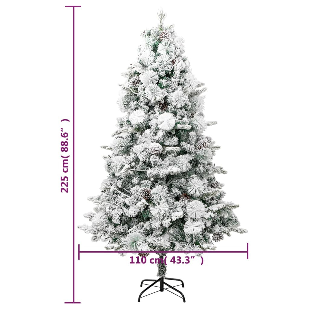 vidaXL Pre-lit Christmas Tree with Flocked Snow&Cones 225 cm PVC&PE