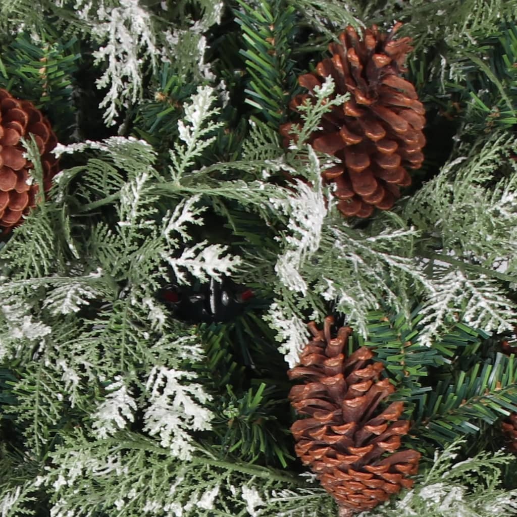 vidaXL Pre-lit Christmas Tree with Pine Cones Green&White 120 cm PVC&PE