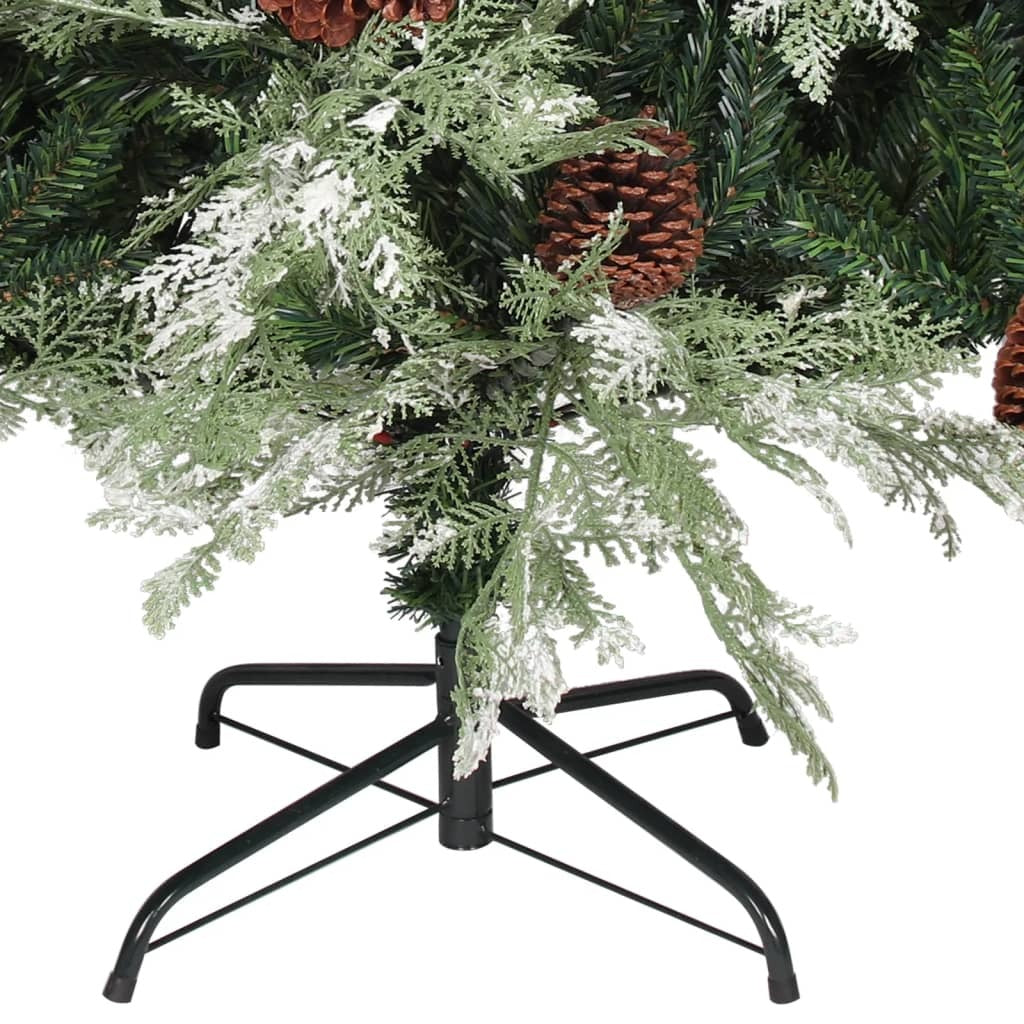 vidaXL Pre-lit Christmas Tree with Pine Cones Green&White 120 cm PVC&PE