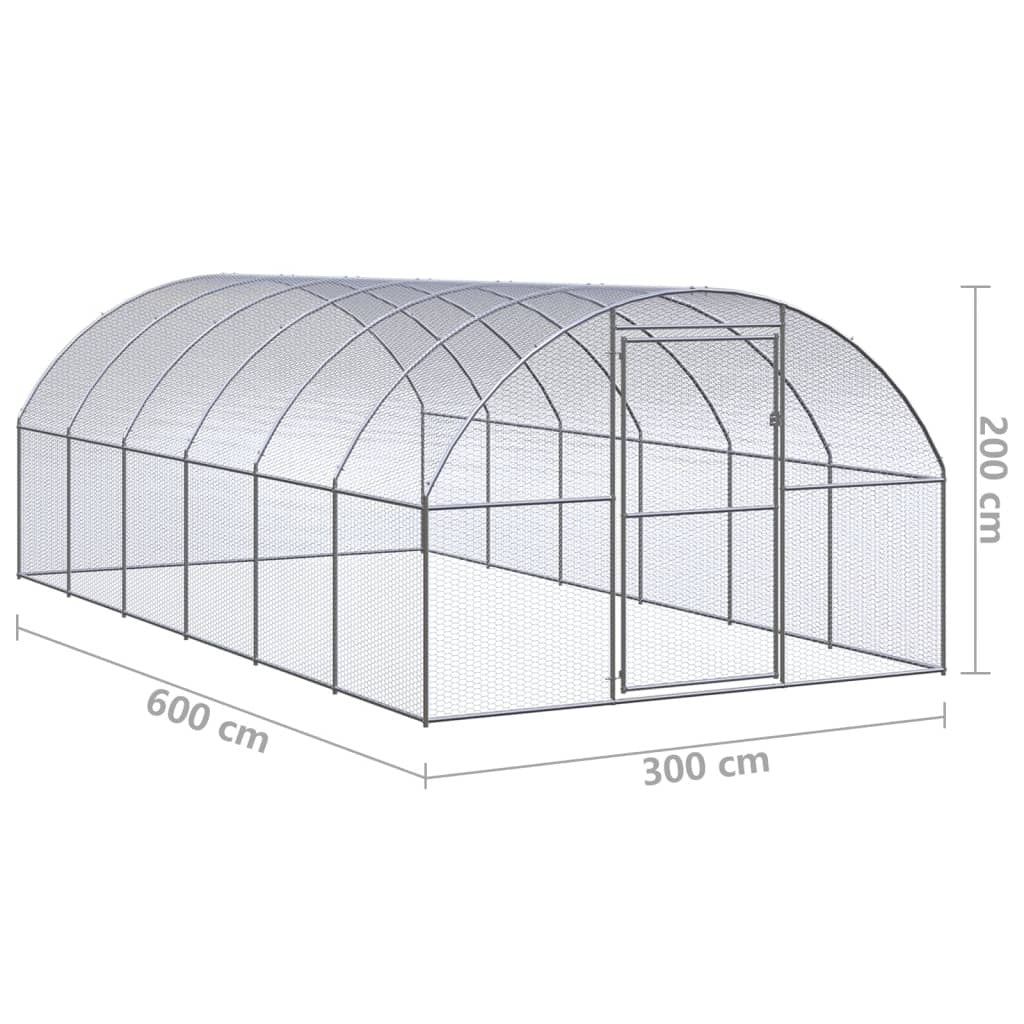 vidaXL Outdoor Chicken Coop 3x6x2 m Galvanised Steel