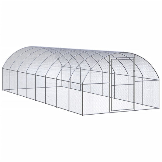 vidaXL Outdoor Chicken Coop 3x8x2 m Galvanised Steel