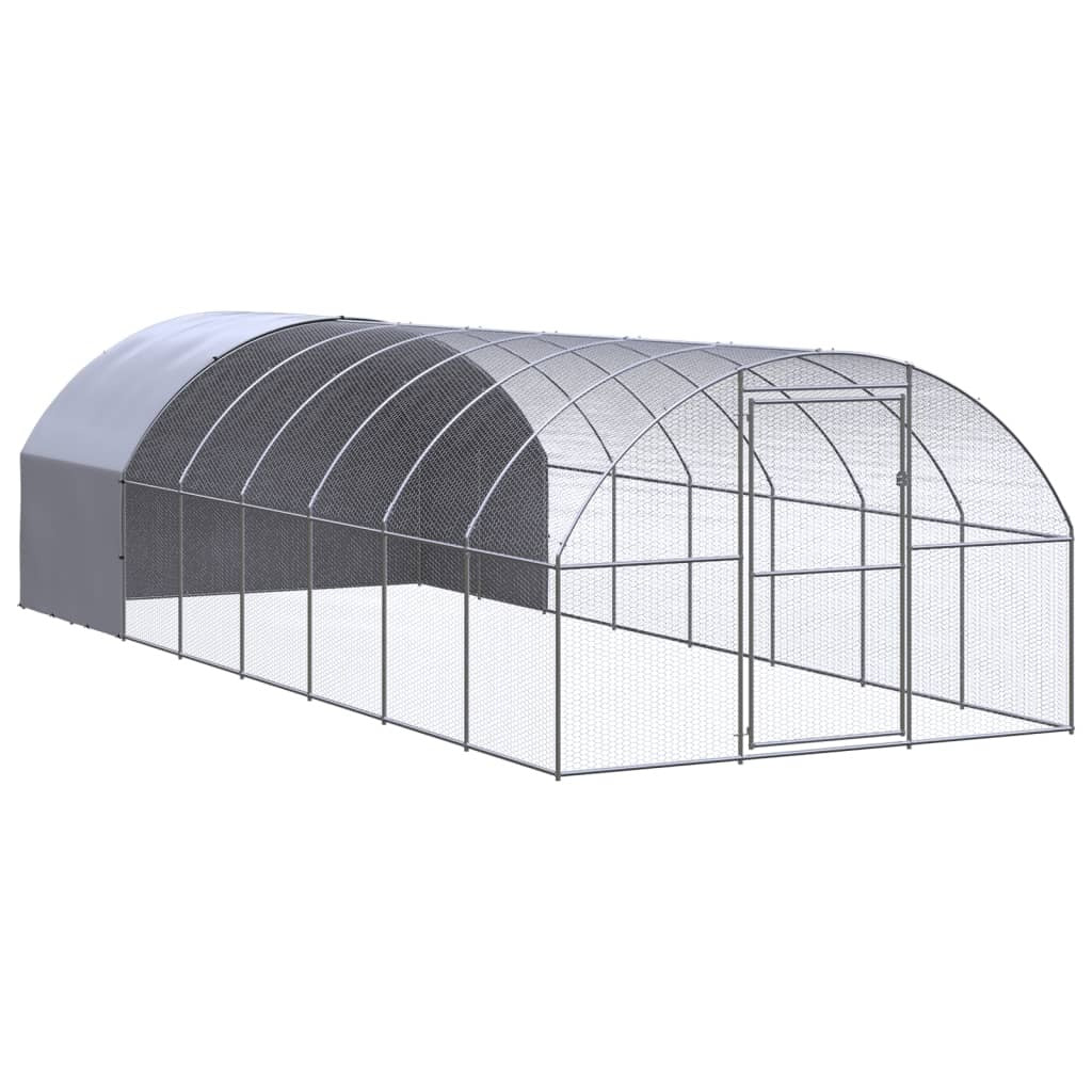 vidaXL Outdoor Chicken Coop 3x8x2 m Galvanised Steel