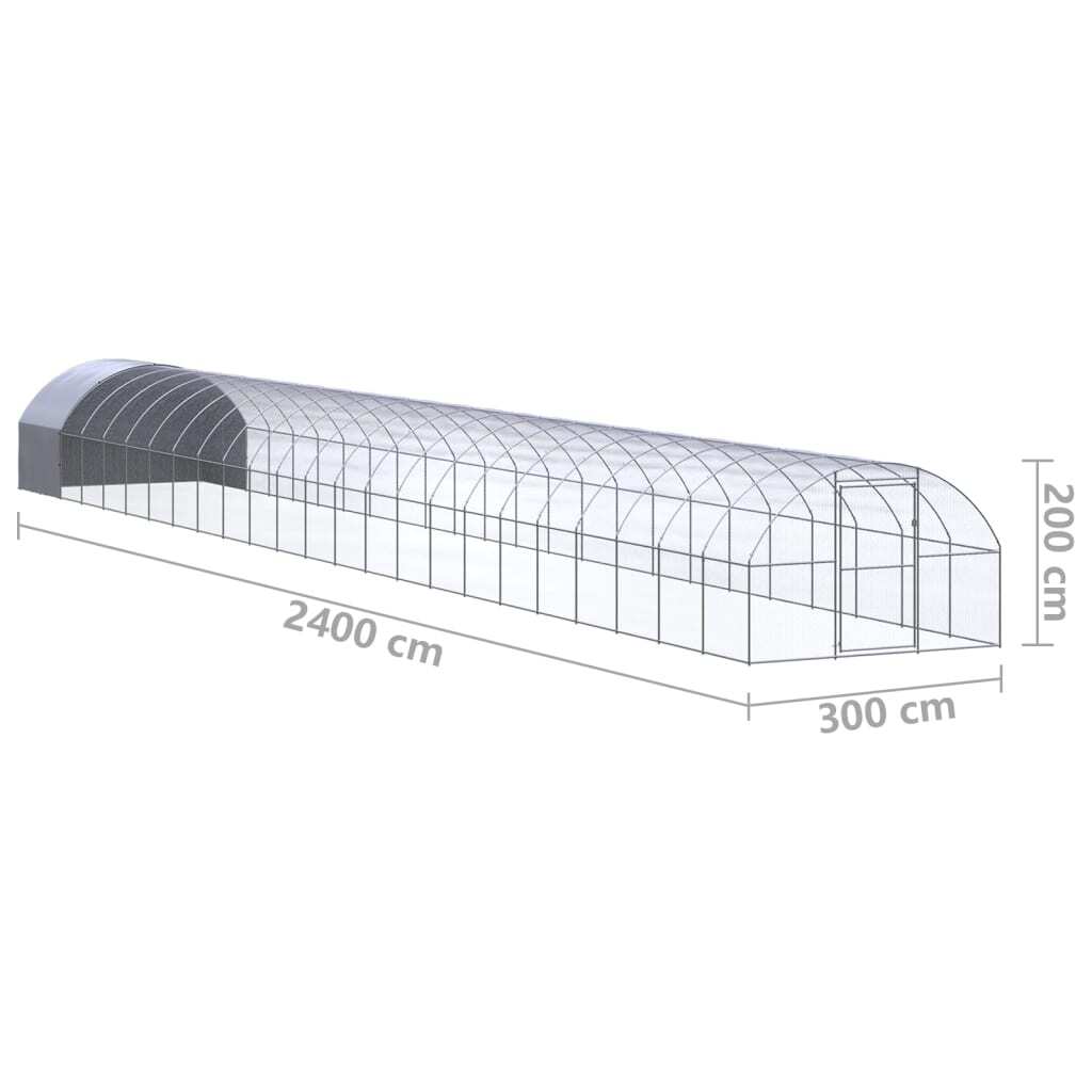 vidaXL Outdoor Chicken Coop 3x24x2 m Galvanised Steel