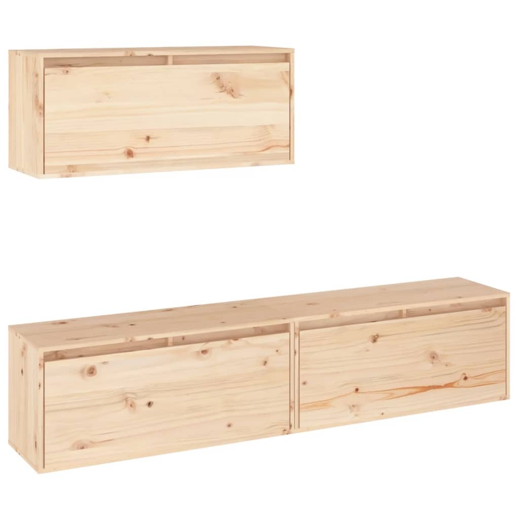 vidaXL TV Cabinets 3 pcs Solid Wood Pine