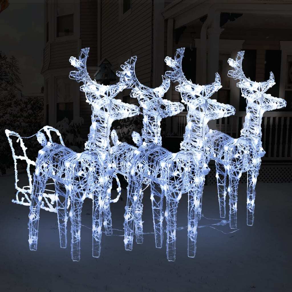 vidaXL Reindeers & Sleigh Christmas Decoration 240 LEDs Acrylic