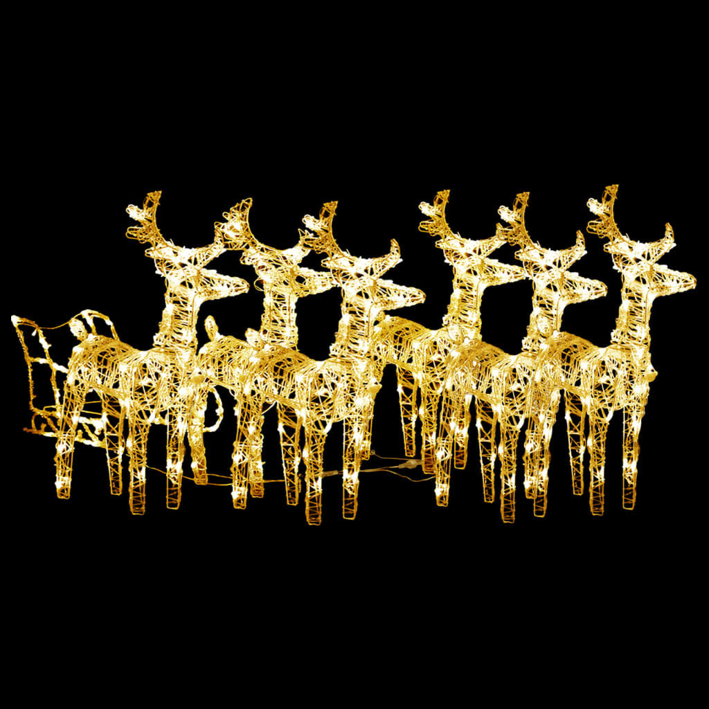 vidaXL Reindeers & Sleigh Christmas Decoration 320 LEDs Acrylic