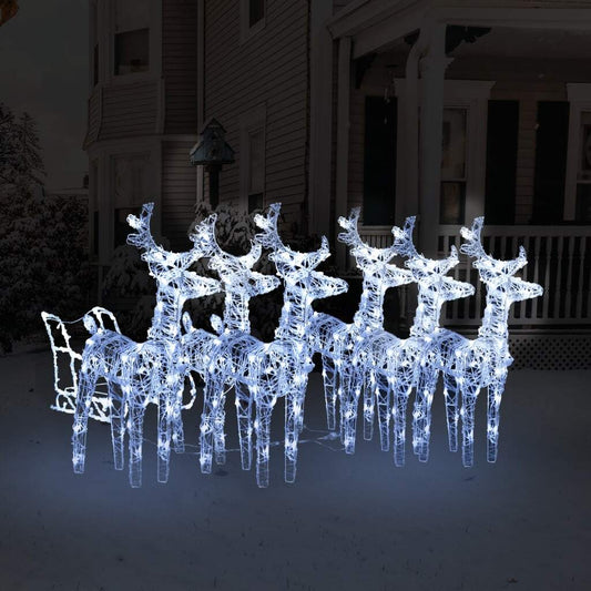 vidaXL Reindeers & Sleigh Christmas Decoration 320 LEDs Acrylic