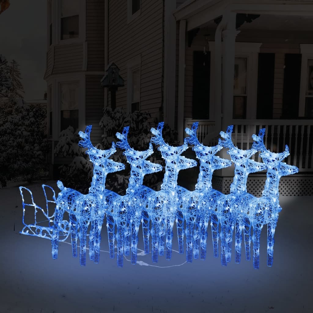 vidaXL Reindeers & Sleigh Christmas Decoration 320 LEDs Acrylic