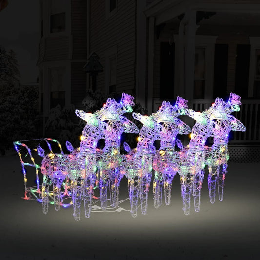 vidaXL Reindeers & Sleigh Christmas Decoration 320 LEDs Acrylic