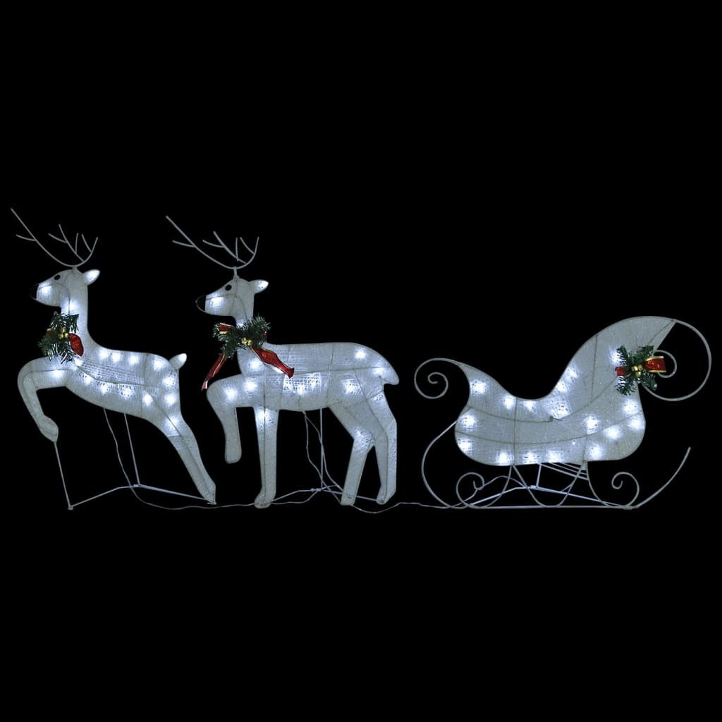 vidaXL Reindeer & Sleigh Christmas Decoration 100 LEDs Outdoor White