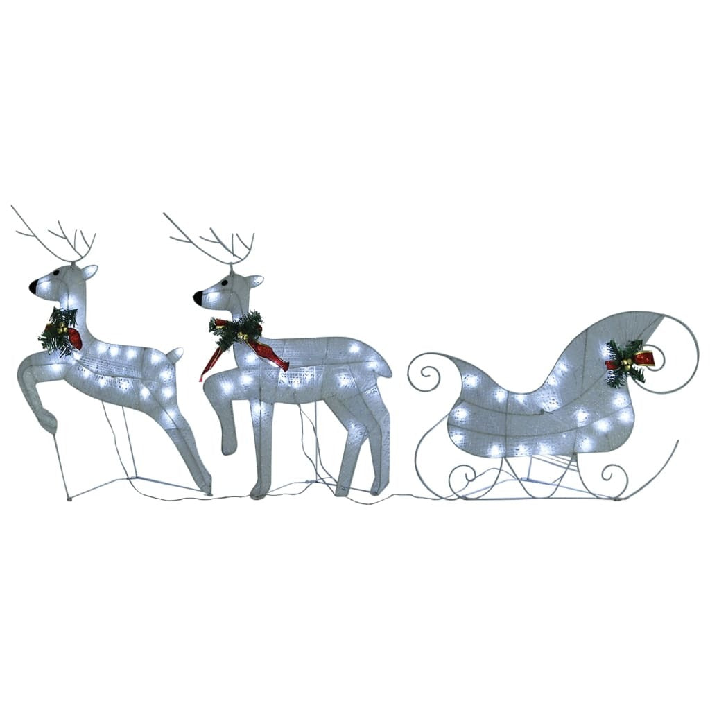 vidaXL Reindeer & Sleigh Christmas Decoration 100 LEDs Outdoor White