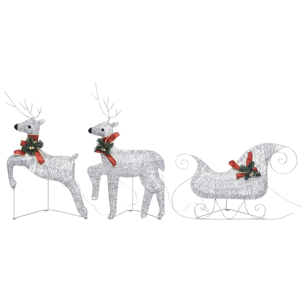 vidaXL Reindeer & Sleigh Christmas Decoration 140 LEDs Outdoor Silver