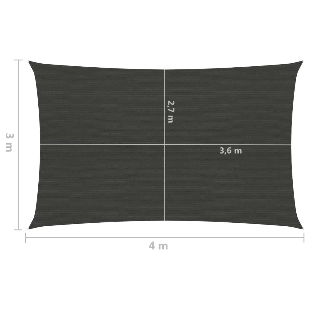 vidaXL Sunshade Sail 160 g/m Anthracite 3x4 m HDPE