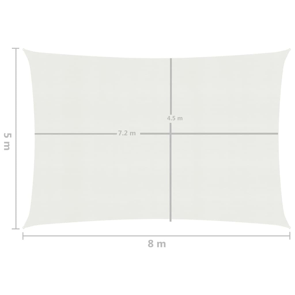 vidaXL Sunshade Sail 160 g/m White 5x8 m HDPE