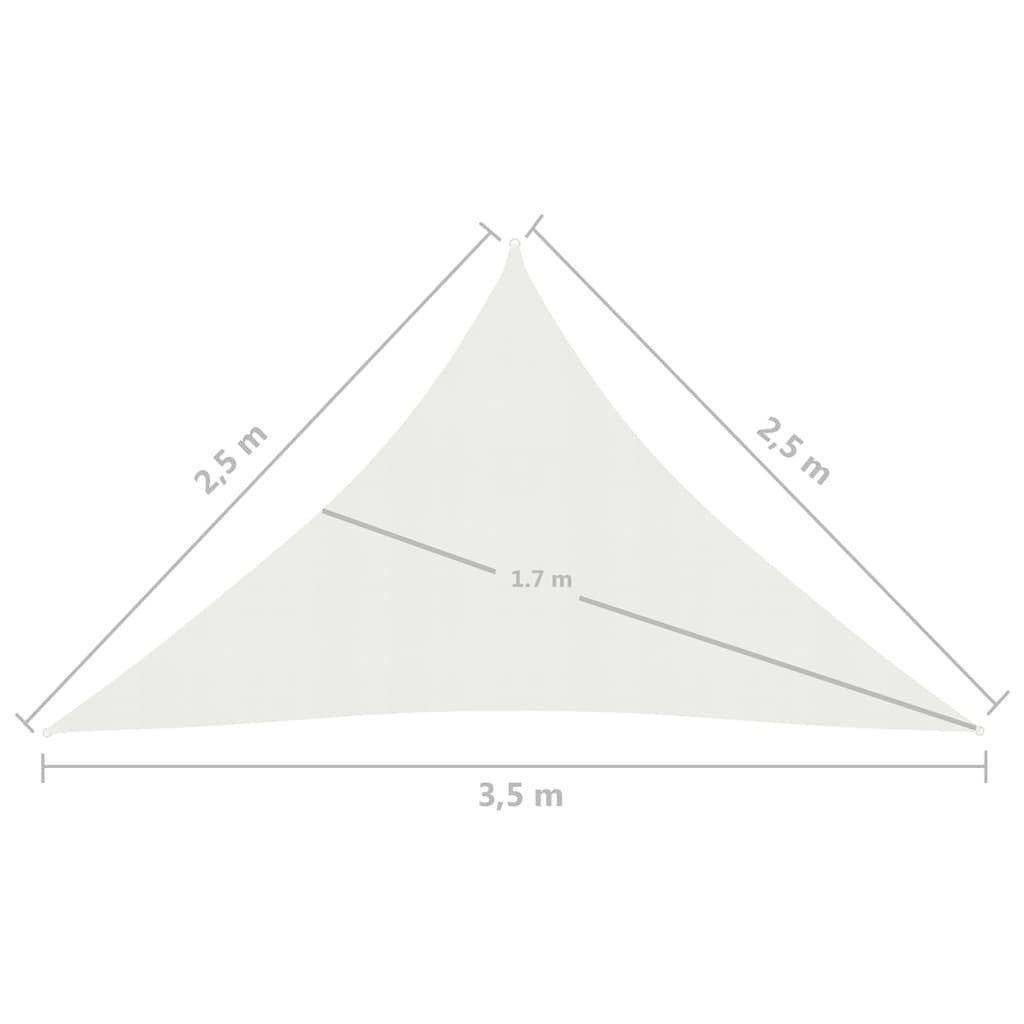 vidaXL Sunshade Sail 160 g/m White 2.5x2.5x3.5 m HDPE