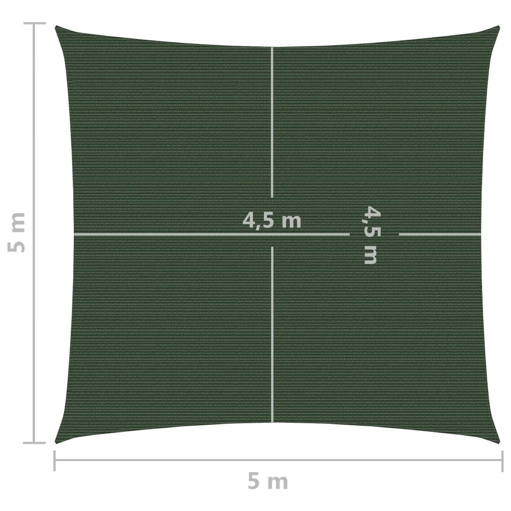 vidaXL Sunshade Sail 160 g/m Dark Green 5x5 m HDPE