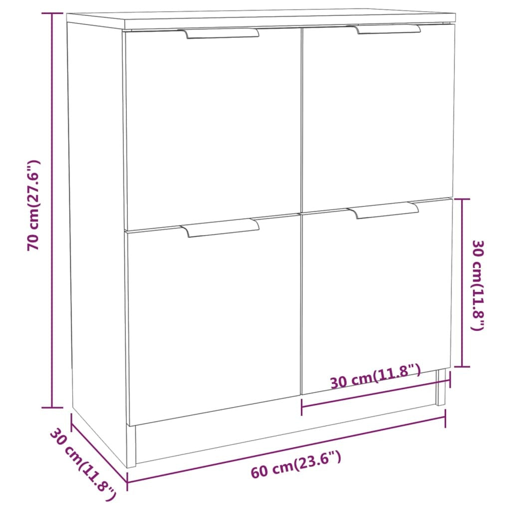 vidaXL Sideboards 2 pcs Concrete Grey 60x30x70 cm Engineered Wood