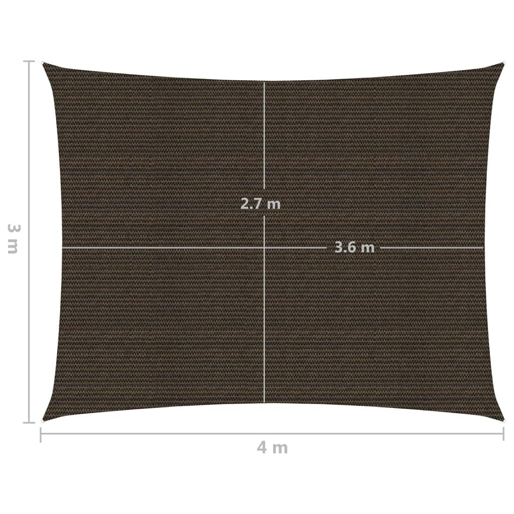 vidaXL Sunshade Sail 160 g/m Brown 3x4 m HDPE