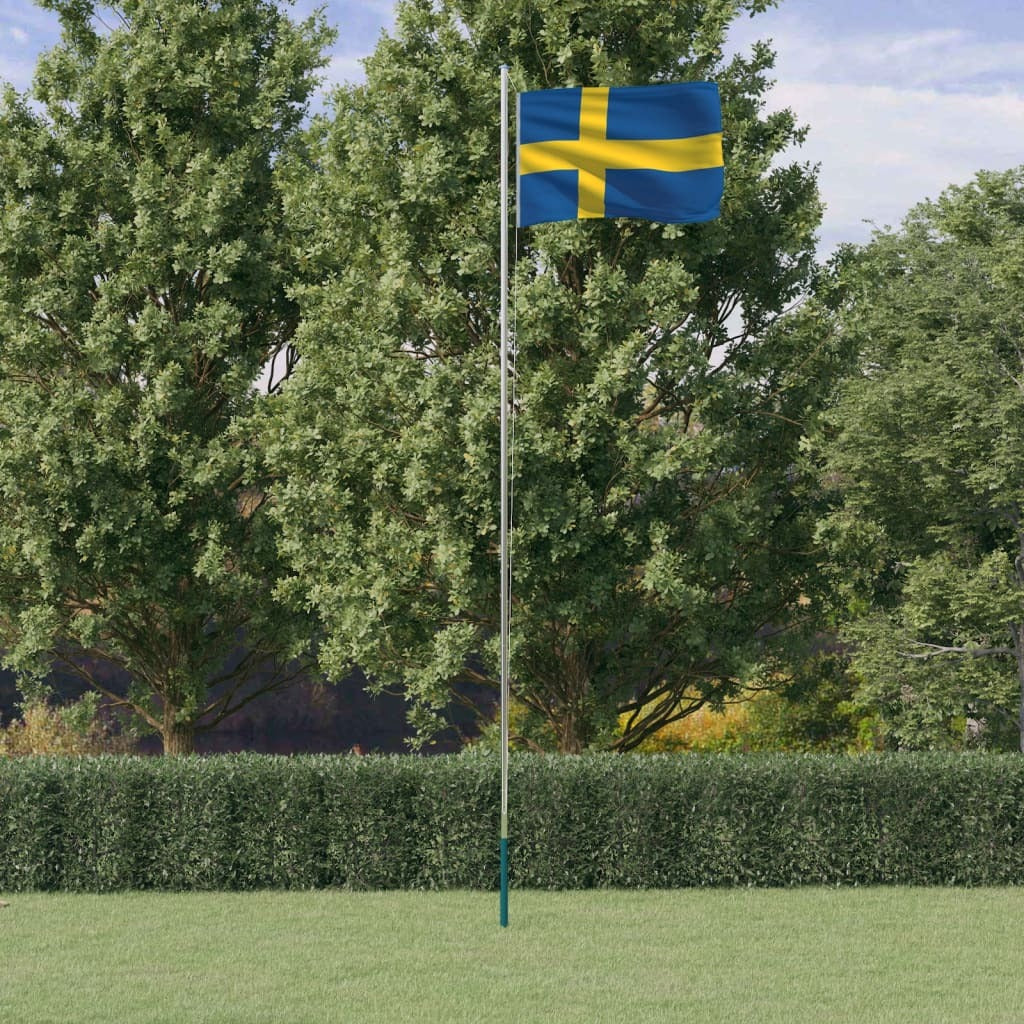 vidaXL Sweden Flag and Pole 6.23 m Aluminium