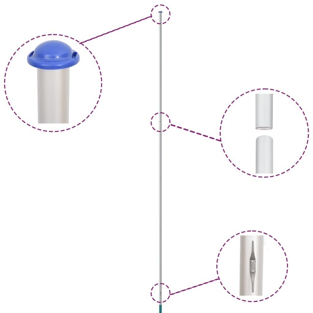 vidaXL Sweden Flag and Pole 6.23 m Aluminium