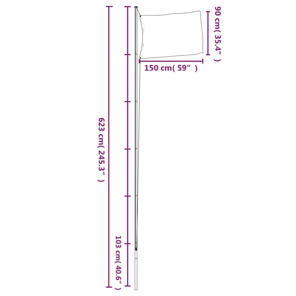 vidaXL Sweden Flag and Pole 6.23 m Aluminium